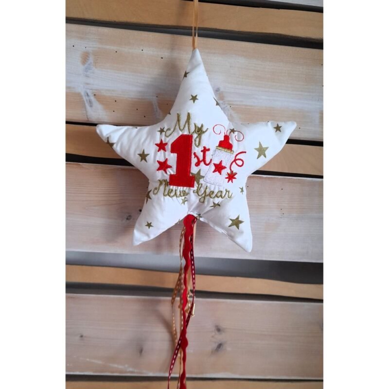 Στολίδι 1st New Year λευκό-χρυσό