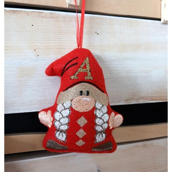 Gnome κορίτσι στολίδι με μονόγραμμα