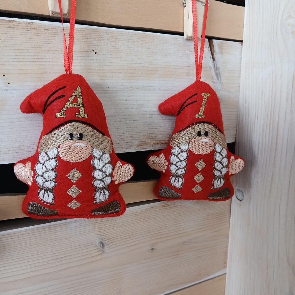 Gnome κορίτσι στολίδι με μονόγραμμα - Image 2