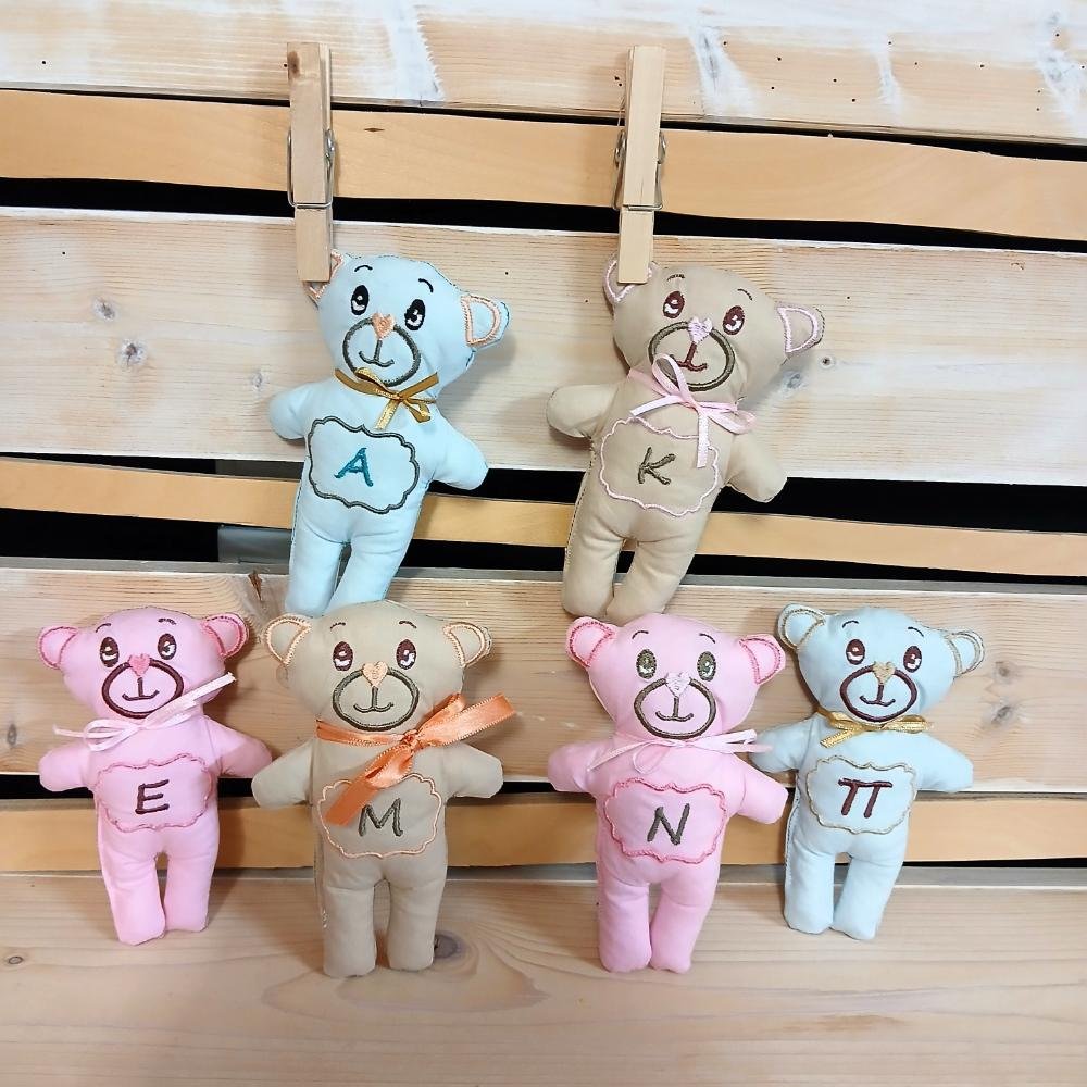 Αρκουδάκι γαλάζιο – Μπομπονιέρα ή Δωράκι Πάρτυ με Μονόγραμμα - Image 2