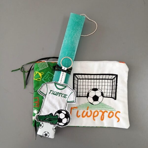 Σετ λαμπάδα και κασετίνα ποδόσφαιρο πράσινη