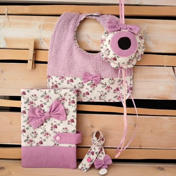 Σετ νεογέννητου λιλά φλοράλ