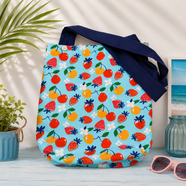Χειροποίητη Tote Bag με Μαγνητικό Κούμπωμα – Fruity Style